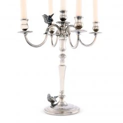 Vagabond House Five Taper Pewter Song Bird Candelabrum