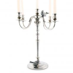 Vagabond House Five Taper Pewter Song Bird Candelabrum