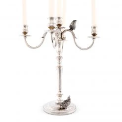 Vagabond House Five Taper Pewter Song Bird Candelabrum