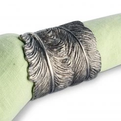 Vagabond House Pewter Feather Napkin Ring