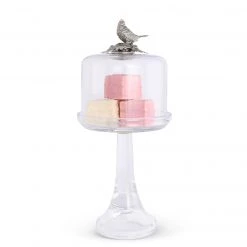 Vagabond House Song Bird Glass Covered Cake / Dessert Stand 8 Vagabond House Song Bird Glass Covered Cake / Dessert Stand