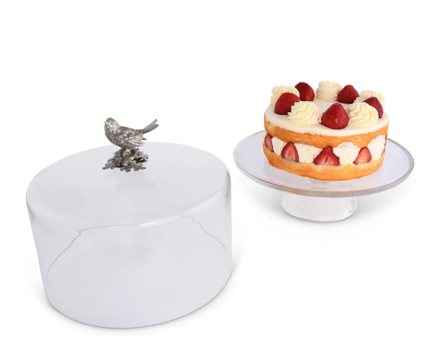 Vagabond House Song Bird Glass Covered Cake / Dessert Stand 4 Vagabond House Song Bird Glass Covered Cake / Dessert Stand