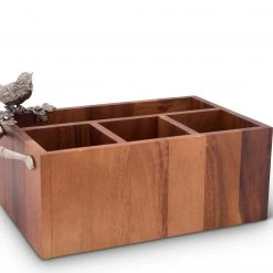 Vagabond House Song Bird Wood Flatware Caddy