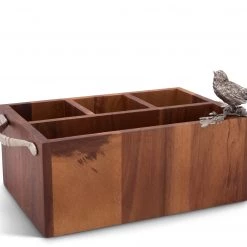 Vagabond House Song Bird Wood Flatware Caddy