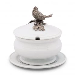 Vagabond House Songbird Porcelain Lidded Bowl Song Bird