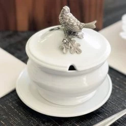 Vagabond House Songbird Porcelain Lidded Bowl Song Bird