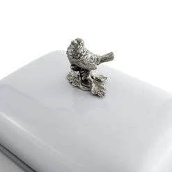 Vagabond House Stoneware Butter Dish + Pewter Song Bird
