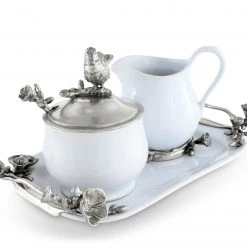 Vagabond House Stoneware Creamer Set - Pewter Song Bird