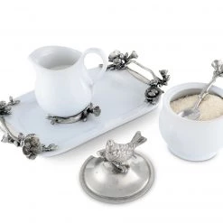 Vagabond House Stoneware Creamer Set - Pewter Song Bird