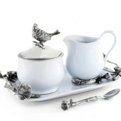 Vagabond House Stoneware Creamer Set - Pewter Song Bird