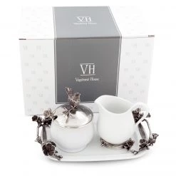 Vagabond House Stoneware Creamer Set - Pewter Song Bird