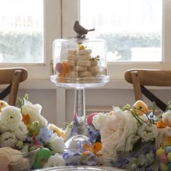 Vagabond House Song Bird Glass Covered Cake / Dessert Stand 11 Vagabond House Song Bird Glass Covered Cake / Dessert Stand