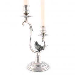 Vagabond House Two Taper Pewter Song Bird Candelabra