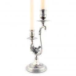 Vagabond House Two Taper Pewter Song Bird Candelabra