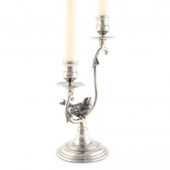Vagabond House Two Taper Pewter Song Bird Candelabra