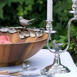 Vagabond House Two Taper Pewter Song Bird Candelabra