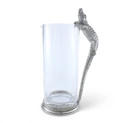 Vagabond House Glass Pitcher Pewter Alligator Handle Sea And Shore