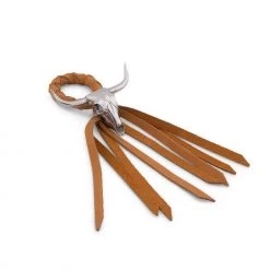 Vagabond House Long Horn Skull Leather Napkin Ring