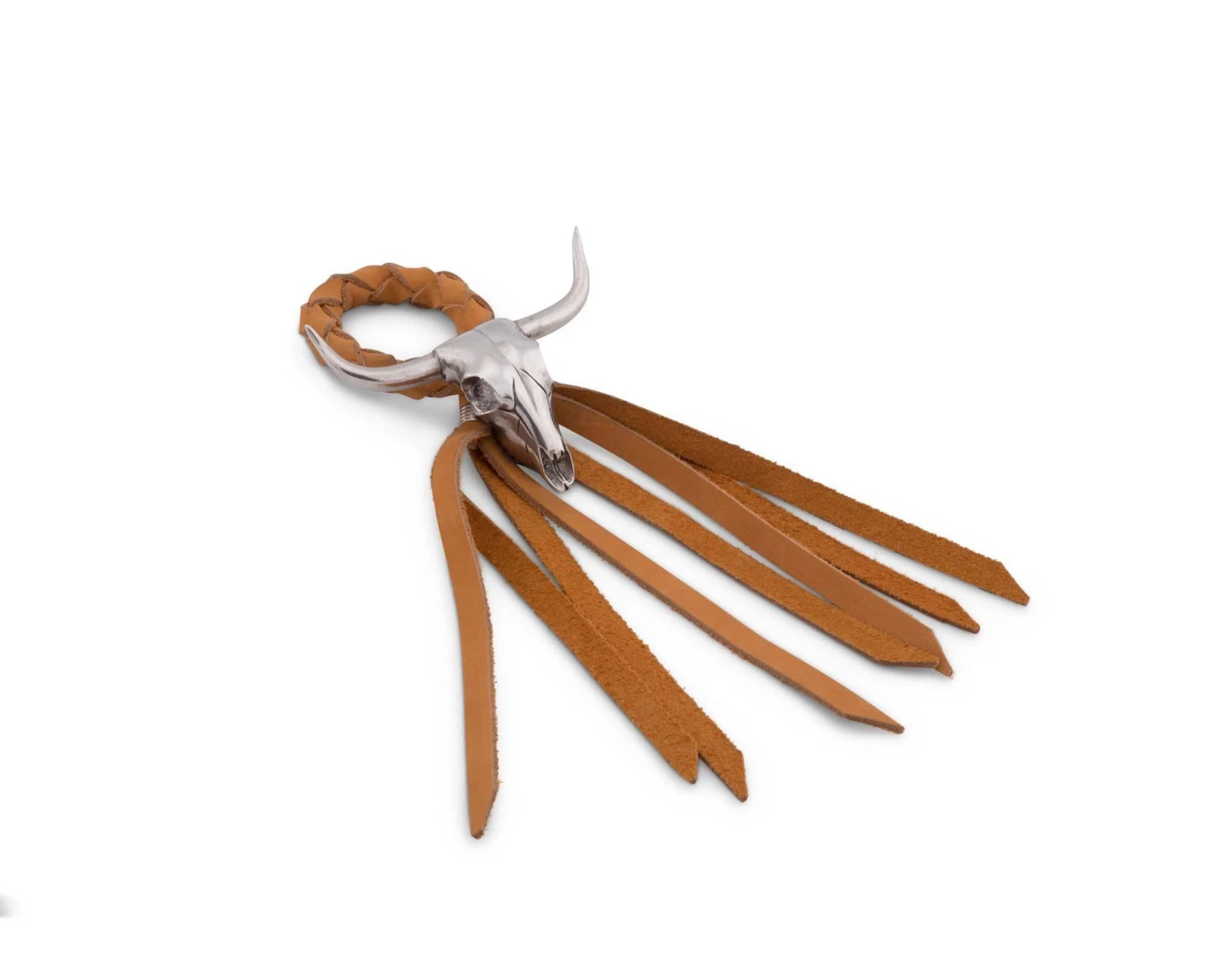 Vagabond House Long Horn Skull Leather Napkin Ring 2 Vagabond House Long Horn Skull Leather Napkin Ring