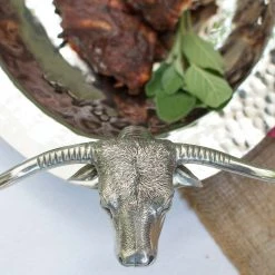 Vagabond House Long Horn Steer Tray - Steel Western Frontier