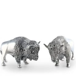 Vagabond House Western Frontier Pewter Bison Salt & Pepper Set