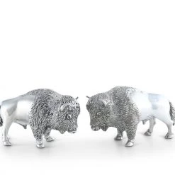 Vagabond House Western Frontier Pewter Bison Salt & Pepper Set