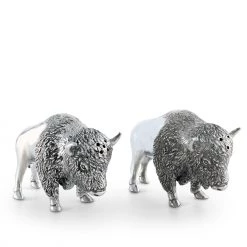 Vagabond House Western Frontier Pewter Bison Salt & Pepper Set