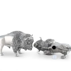 Vagabond House Western Frontier Pewter Bison Salt & Pepper Set