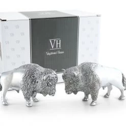 Vagabond House Western Frontier Pewter Bison Salt & Pepper Set