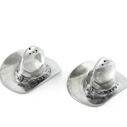 Vagabond House Pewter Cowboy Hat Salt & Pepper Set Western Frontier