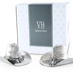Vagabond House Pewter Cowboy Hat Salt & Pepper Set Western Frontier 7 Vagabond House Pewter Cowboy Hat Salt & Pepper Set Western Frontier