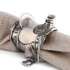 Vagabond House Western Frontier Pewter Cowboy Saddle Napkin Ring