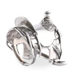 Vagabond House Western Frontier Pewter Cowboy Saddle Napkin Ring
