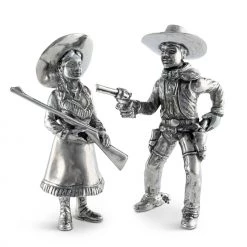 Vagabond House Pewter Cowpoke Couple Salt & Pepper Set
