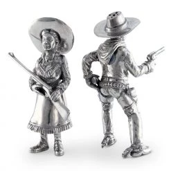Vagabond House Pewter Cowpoke Couple Salt & Pepper Set