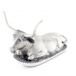Vagabond House Western Frontier Pewter Longhorn Steer Butter Dish