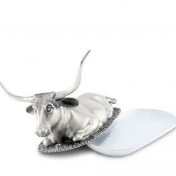 Vagabond House Western Frontier Pewter Longhorn Steer Butter Dish