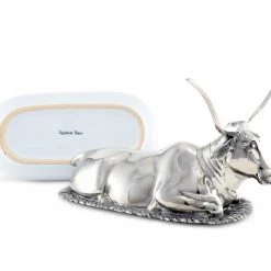 Vagabond House Western Frontier Pewter Longhorn Steer Butter Dish