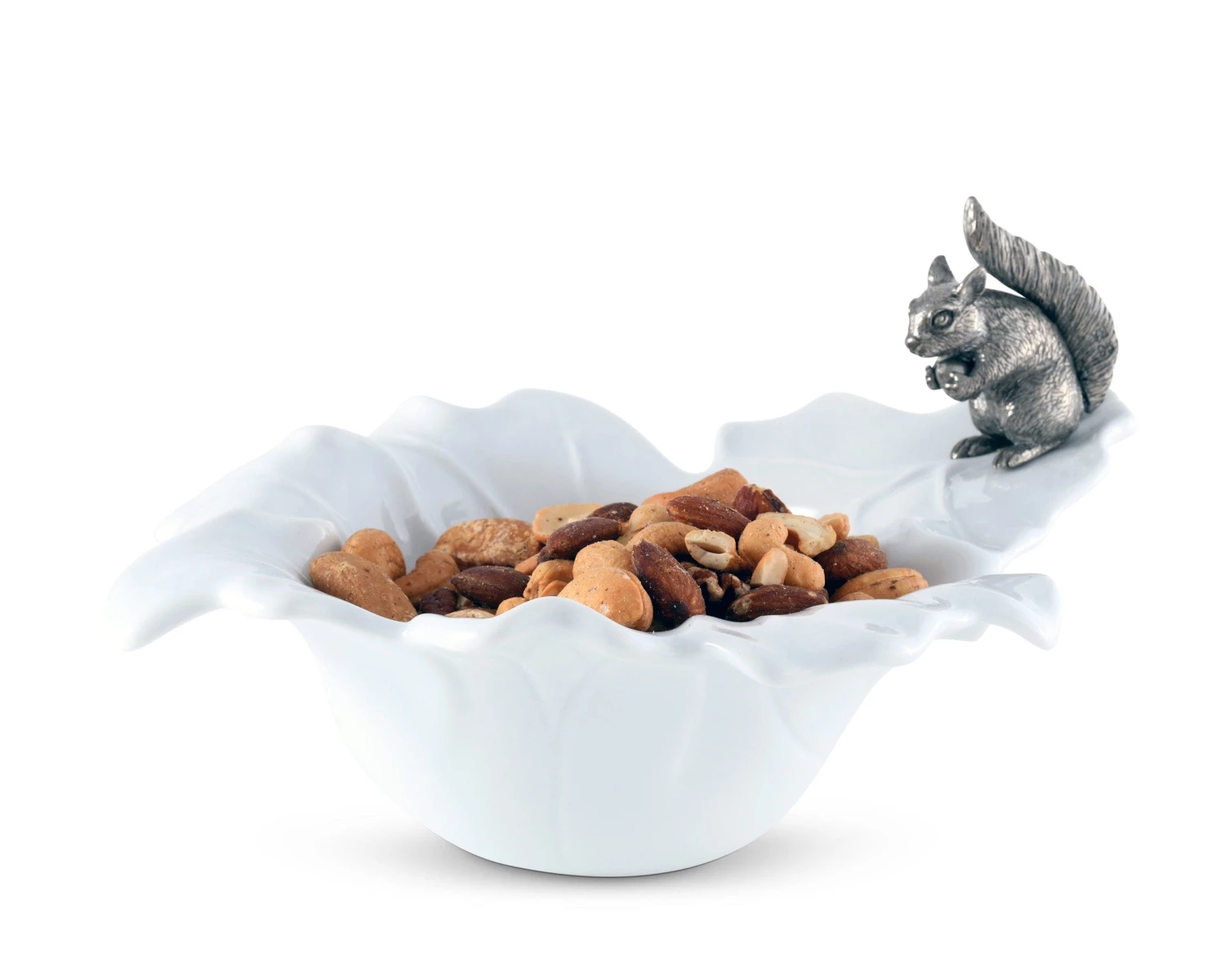 Vagabond House Woodland Creatures Fine Porcelain Leaf Bowl With Pewter Squirrel 1 Vagabond House Woodland Creatures Fine Porcelain Leaf Bowl With Pewter Squirrel