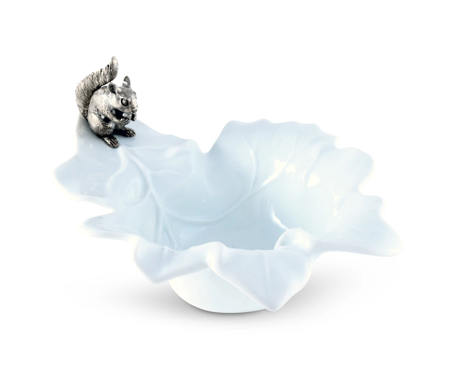 Vagabond House Woodland Creatures Fine Porcelain Leaf Bowl With Pewter Squirrel 2 Vagabond House Woodland Creatures Fine Porcelain Leaf Bowl With Pewter Squirrel