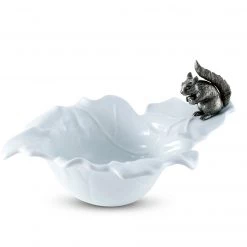 Vagabond House Woodland Creatures Fine Porcelain Leaf Bowl With Pewter Squirrel 8 Vagabond House Woodland Creatures Fine Porcelain Leaf Bowl With Pewter Squirrel
