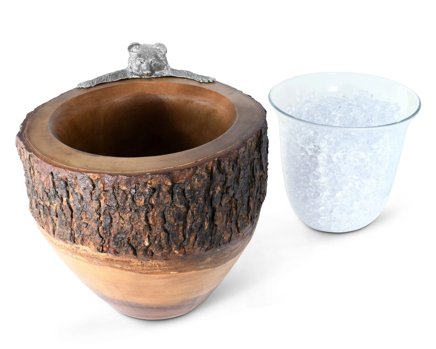 Vagabond House Natural Log Bear Ice Bucket Woodland Creatures 2 Vagabond House Natural Log Bear Ice Bucket Woodland Creatures