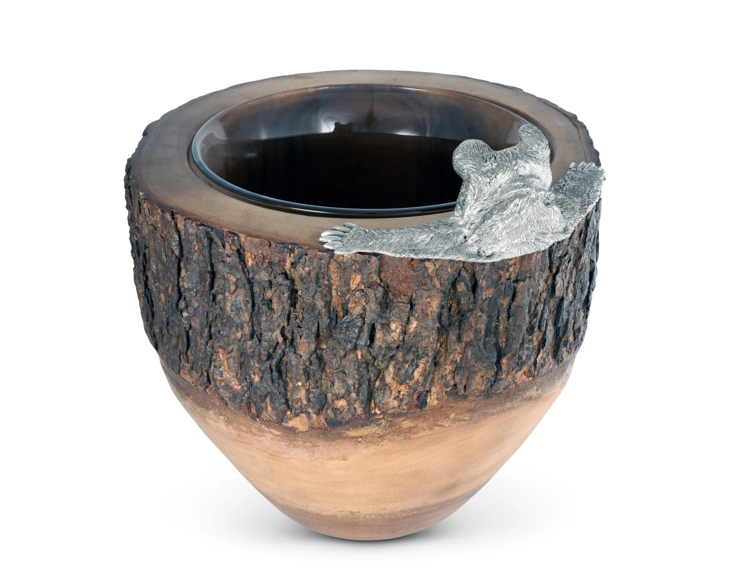 Vagabond House Natural Log Bear Ice Bucket Woodland Creatures 4 Vagabond House Natural Log Bear Ice Bucket Woodland Creatures