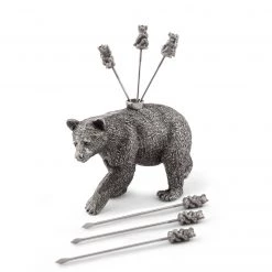Vagabond House Woodland Creatures Pewter Black Bear Cheese Picks