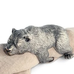 Vagabond House Woodland Creatures Pewter Sleeping Bear Napkin Ring