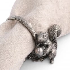 Vagabond House Woodland Creatures Pewter Squirrel Branch Napkin Ring