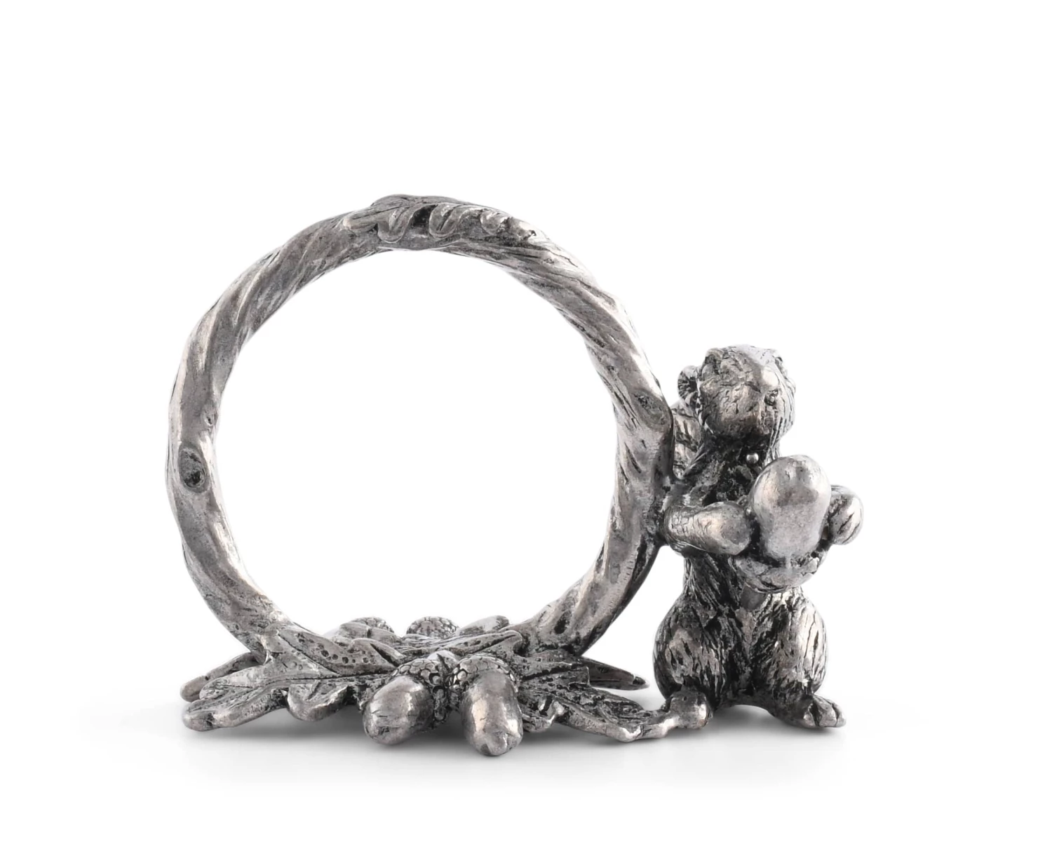 Vagabond House Woodland Creatures Pewter Squirrel Branch Napkin Ring 4 Vagabond House Woodland Creatures Pewter Squirrel Branch Napkin Ring