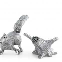 Vagabond House Pewter Squirrels On Trees Salt & Pepper Set