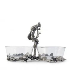 Vagabond House Squirrel Double Dish Condiment Server Woodland Creatures