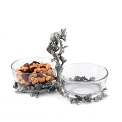 Vagabond House Squirrel Double Dish Condiment Server Woodland Creatures